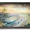 A peaceful shoreline painting with soft waves symbolizing grounding and divinity