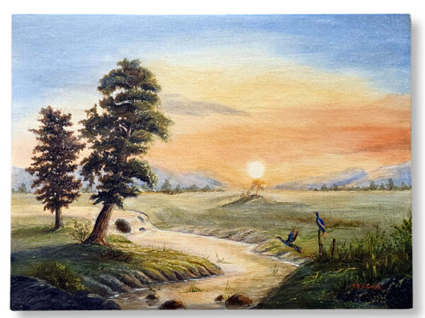 A soft pastel beachscape painting representing calmness, clarity, and a fresh start