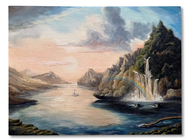 A bright rainbow painting over a waterfall symbolizing hope and new opportunities