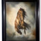 spirit-of-the-stallion-painting-for-office Realistic painting of a powerful brown horse galloping through clouds with dramatic lighting